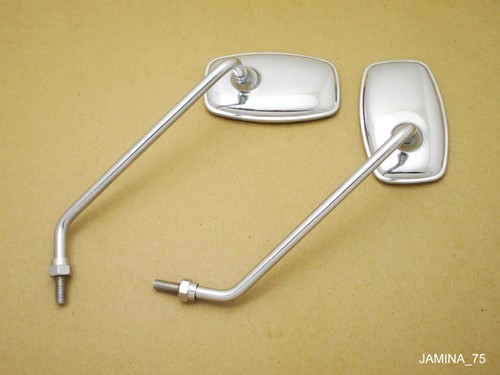 Suzuki TS90 TS100 TS125 TS185 TS200 TS400 8mm Chrome Steel Mirror Rectangle Pair