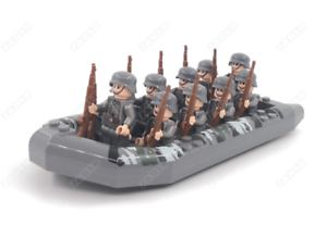 WW2 Deutsche Soldaten mit Mannschaftsschlauchboot Lego kompatibel