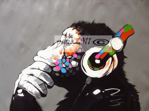 Large Urban Dj Monkey Ape Chimp  Painting Street Art  Canvas Graffiti