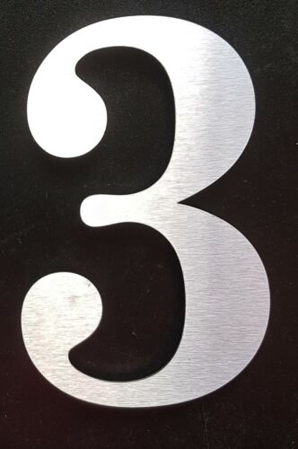 Large 6/"//15cm stick-on classic house//door numbers 2mm brushed stainless steel