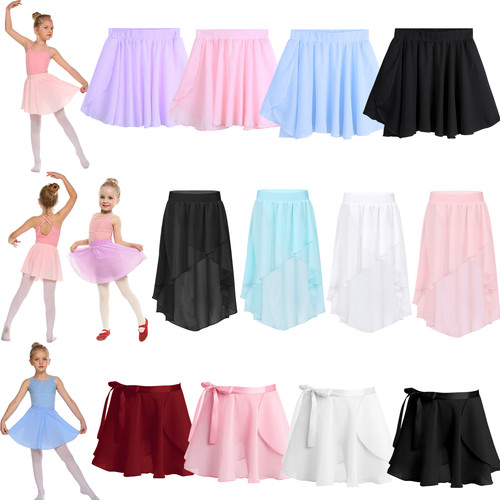 Toddler Kids Girls Chiffon Dance Basic Wrap Skirt Ballet Tutu Dance Dress Skate
