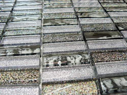 Glitter Grey /& Black Glass Mosaic Tiles Sheet For Walls Floors Bathrooms Kitchen