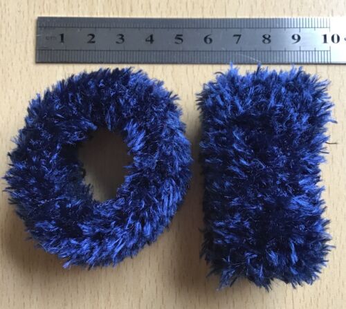 A 2 Pack Of Navy Blue Soft Touch Fluffy Donut Hair Scrunchie//Bobble