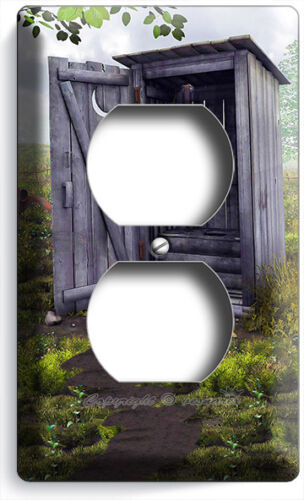 COUNTRY RUSTIC OUTHOUSE FARM OUTSIDE TOILET OUTLET WALLPLATE ROOM BATHROOM DECOR