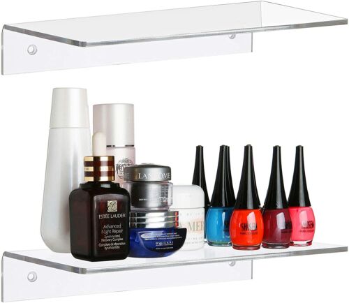 Details about   12 Inch Contemporary Clear Acrylic Floating Shelf/Wall Mounted Display Organizer 