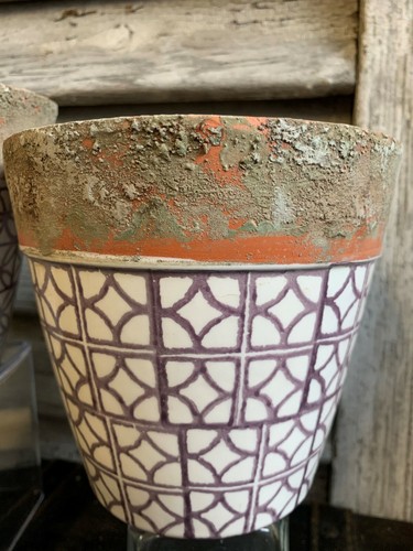 Lavender Ceramic Geometric Terracotta Windowsill Herb Bulb Planter Flower Pots