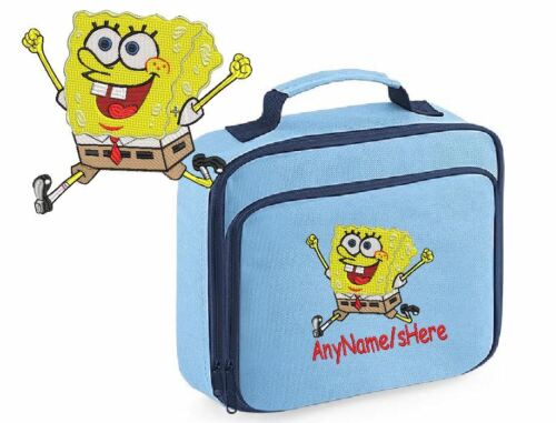 Personalised Embroidered Sponge Bob square Pants Lunch cool Bag School Dinner. 