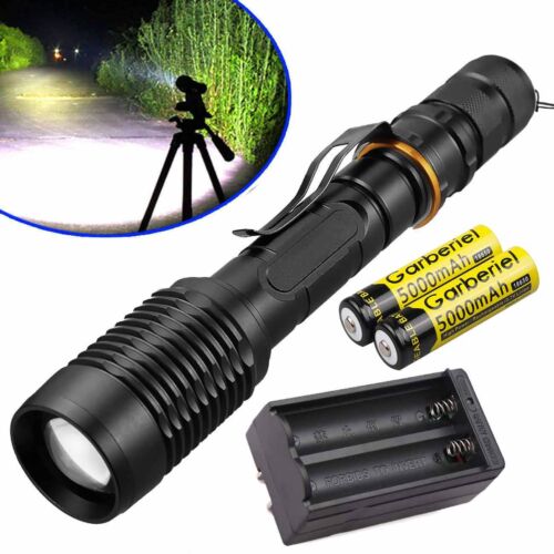 18650+Charger Military 15000LM Police LED Flashlight 5Modes T6 Light Torch Lamp 