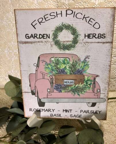 Handcrafted Plaque // Sign Herbs Farm Truck Farmhouse Fresh Picked Garden