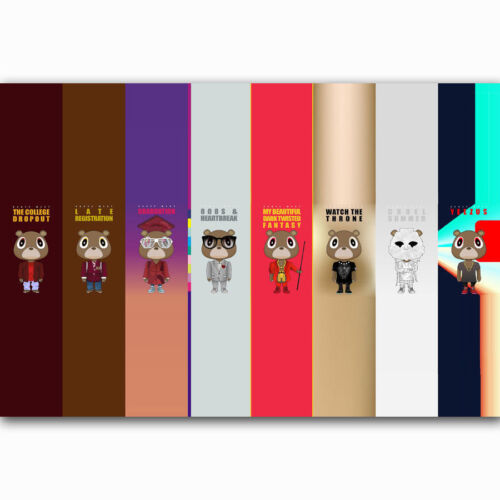 New Kanye West Bear Kaws Paws Custom 2017 Ablum 24x36Inch Custom Poster P-267