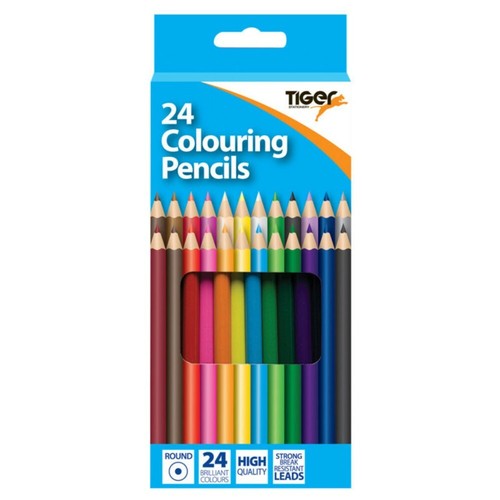 Colour Pencil 24 Round Wooden Tiger Colouring Pencils Full Length 301680