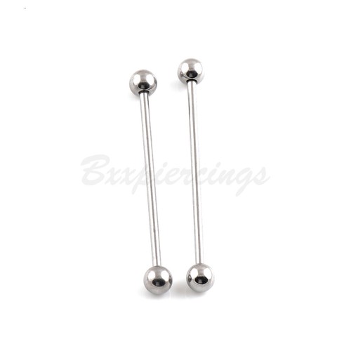 2pc 14G 36mm 38mm Solid TITANIUM Industrial Barbell Long Bar Piercing Jewelry