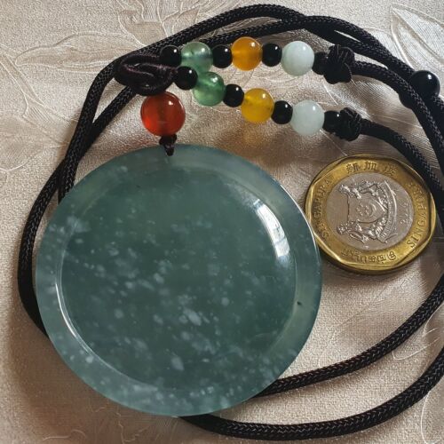 Details about / Certified Type A Icy Jadeite Pendant Ice Blue Water Snowflakes Jade 5 Coin Mice