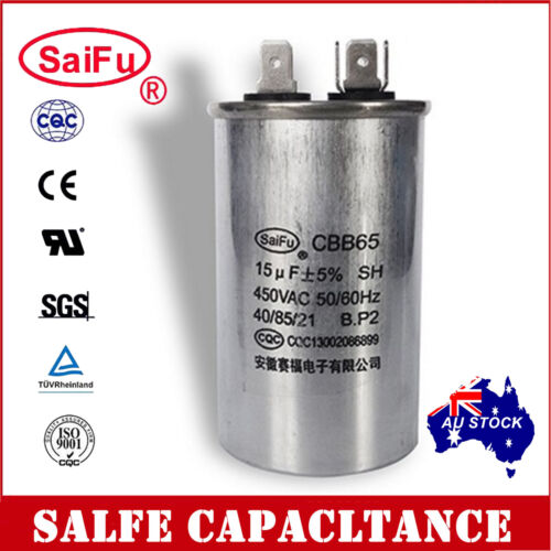 SAIFU CBB65 450VAC 15uF Air Conditioner Appliance Motor Run Capacitor OZ