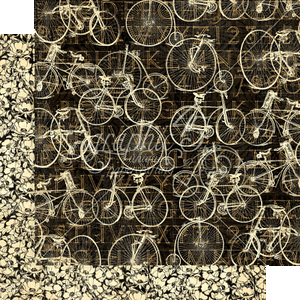 Graphic45 ON THE GO 12x12 Dbl-Sided Scrapbook Paper VINTAGE BICYCLES 2pc