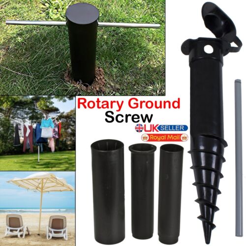 Screw Spike in Ground Parasol Heavy Duty Soil Pulley Rotary Airer Whirly Washing 
