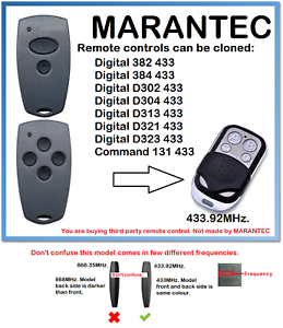 MARANTEC DIGITAL D302 D304 433 Universal Remote Control Duplicator 433.92 MHz. 