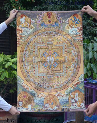 36/" Tibet Buddhism Silk Cloth Buddha Thangka Painting Mural 09