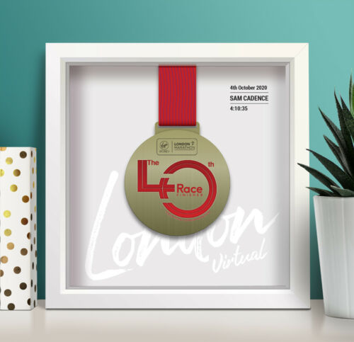 Virtual London Marathon personnalisé médaille cadre "Script" 