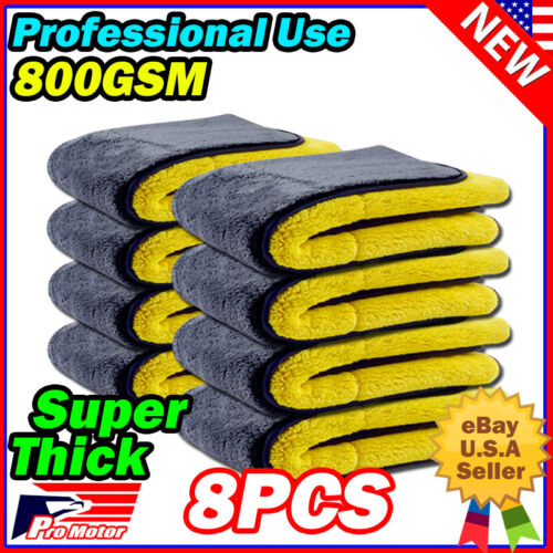 8pc Thickest Microfiber Cleaning Cloth No-Scratch Rag Polishing Detailing Towel 