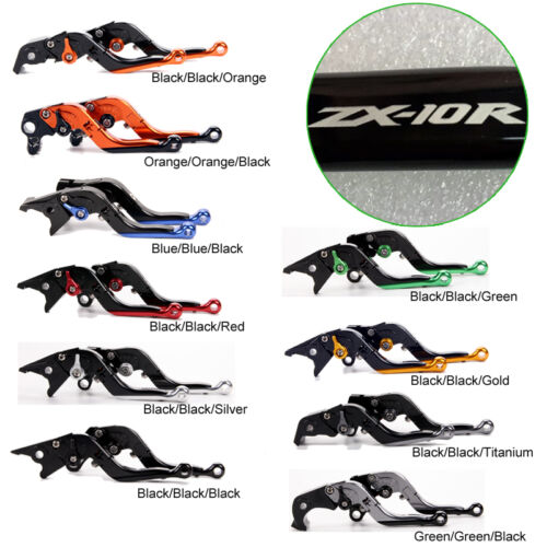 LOGO Folding extendable brake clutch levers For Kawasaki ninja ZX-10R 2016-2018
