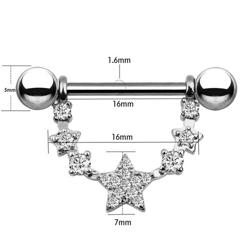 Crystal Star Ball Tongue Nipple Barbell Rings Bars Body Jewelry Piercing 14G P0