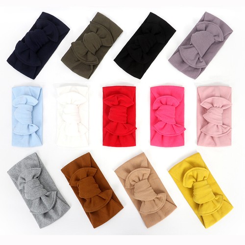 UK Girl Kids Baby Cotton Bow Hairband Headband Stretch Turban Knot Head Wrap Bow