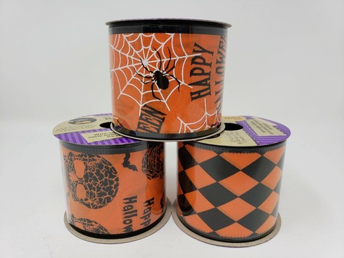 New Crafter/'s Square 2.5/" x 3 yds Halloween Wire-Edge Ribbon