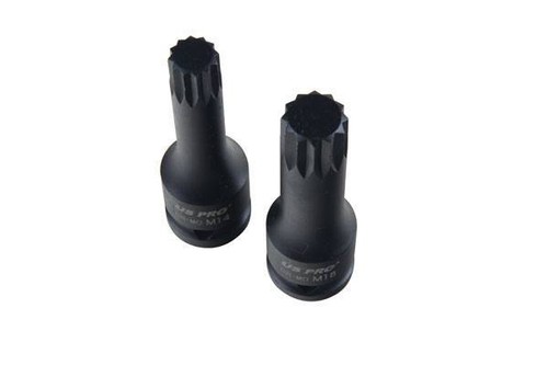 US PRO 8pc 1//2/" Impact Spline Socket Bit Set M5-M18 embouts Cr-Mo 78 mm longueur B1690