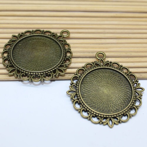 4pcs Round Base Setting Trays Fit 25mm Round Cabochon Necklace Pendant