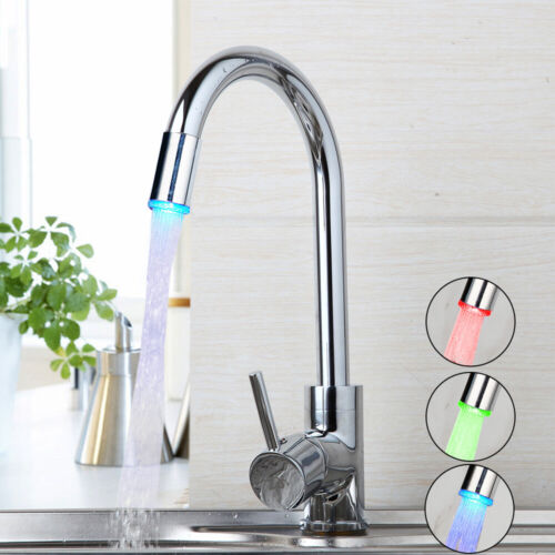 US Chrome Brass Kitchen Sink Basin Faucet Mixer Tap Swivel Spray Single Handle 