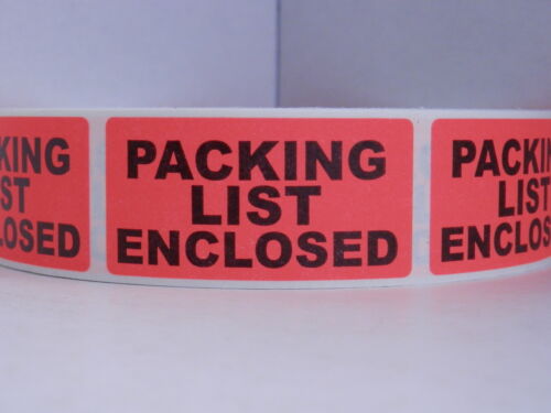 PACKING LIST ENCLOSED Warning 1x2 Sticker Label fluorescent red 500//rl