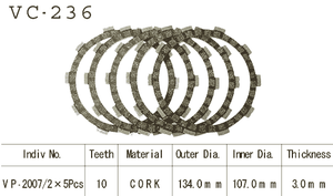 5 Plates VC-236 80-81 Yamaha DT125 Vesrah Friction Clutch Plate Set