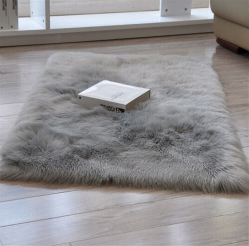 Soft Fluffy Bedroom Large Rug Faux Fur Carpet Sheepskin Washable Mat Shaggy Rug 
