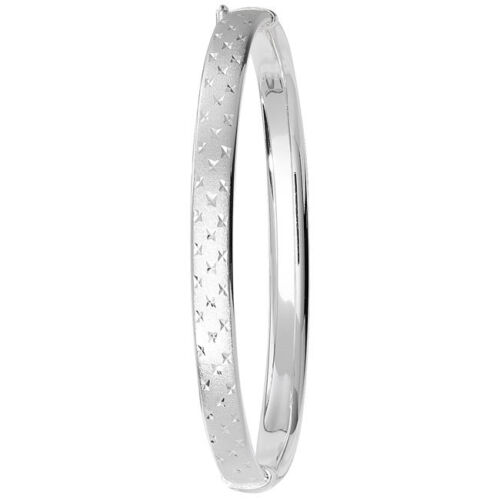 Silver Bangle Ladies Plain Satin Solid Sterling Silver Hinged 