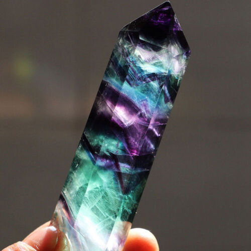 Natural Fluorite Quartz Crystal Stone Point Pipe Healing Hexagonal Wand New Hot