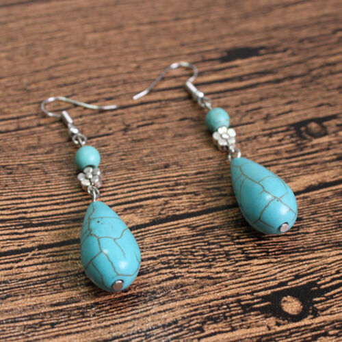 Turquoise Stone Vintage Fashion Drop Dangle Earrings Retail Jewelry GiftS