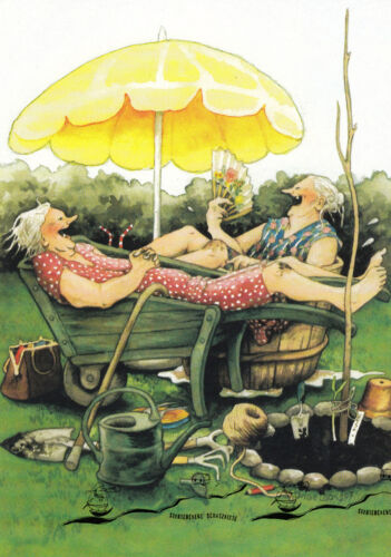 Kunstkarte Frauen ruhen sich unter dem Sonnenschirm aus Inge Löök 20 Nr