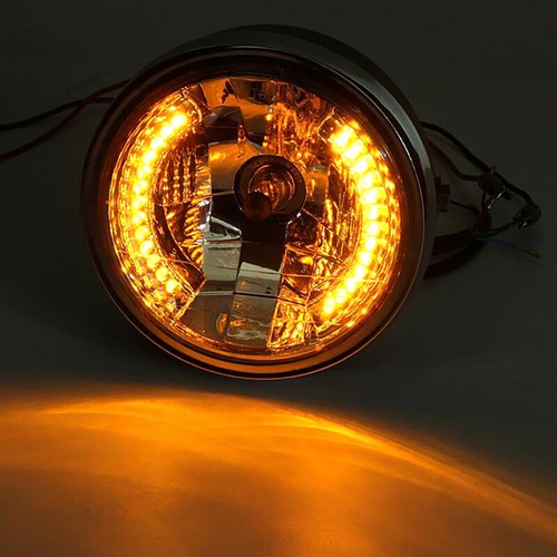 Headlamp Amber LED Turn Signal Light Far Light Part For Cafe Racer 8/"Motorcycle