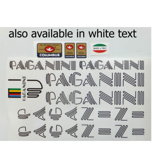 Paganini full set of decals vintage choice black or white text
