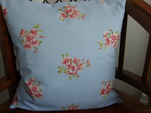 16/" NEW CUSHION COVER CLARKE VINTAGE SHABBY BLUE TILLY FLOWERS RED CHIC COUNTRY