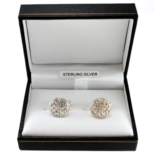 Sterling Silber Keltisch Kreis Manschettenknöpfe mit Geschenk Box