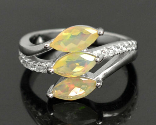 Details about   Natural Ethiopian Fire Opal Gemstone 925 Sterling Silver Engagement Ring Jewelry 