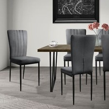 Set di 4 sedie da pranzo imbottita velluto grigio sedia da cucina da soggiorno