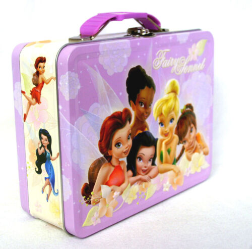 Disney Fairies Tinkerbell Girls Tin Lunch Box Carry All Storage School Case Bag