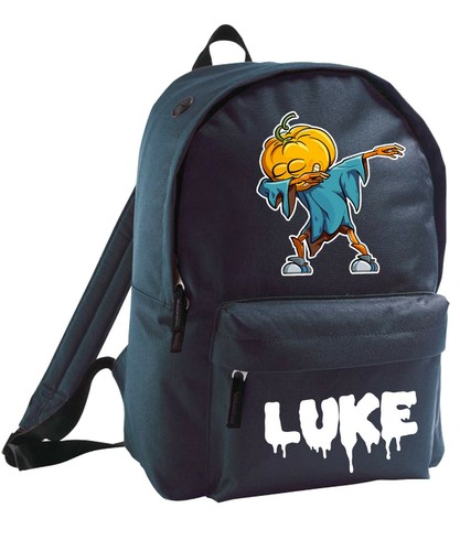 Kids Pumpkin Dab Backpack Halloween Personalised Bag School Name Girls Boys Cool