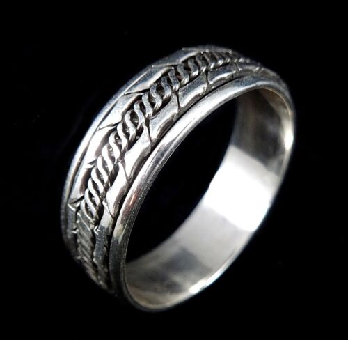Handmade Solid 925 Sterling Silver Bali Balinese Tribal Shield SPIN WORRY RING 