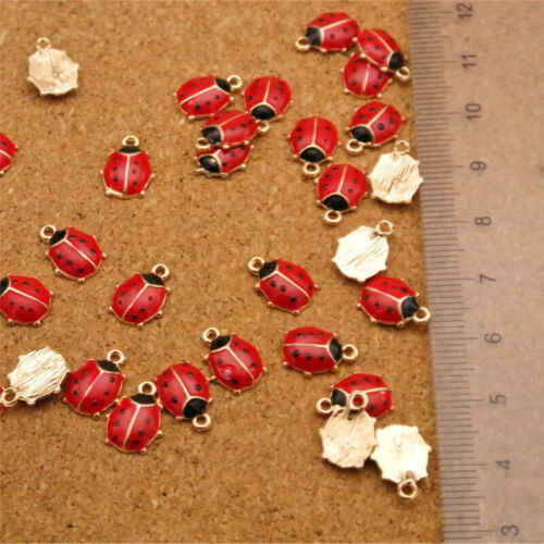 30Pcs Cute Ladybird Ladybug Enamel Charm Pendant For DIY Earrings/Bracelet  2H 