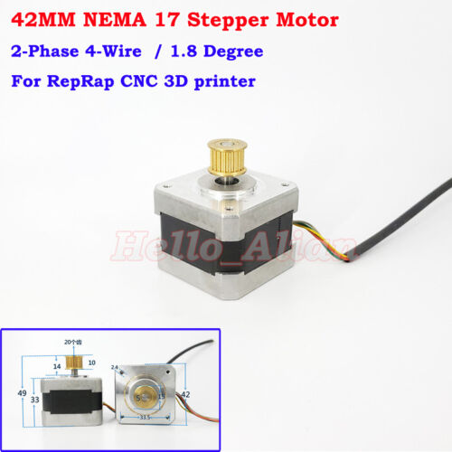 1.8 Degree NEMA 17 2-phase 4-wire Stepper Motor pulley For RepRap CNC 3D printer 