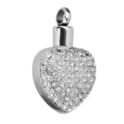 Crystal Heart Cremation Keepsake Memorial Ash Holder Pendant for Necklace